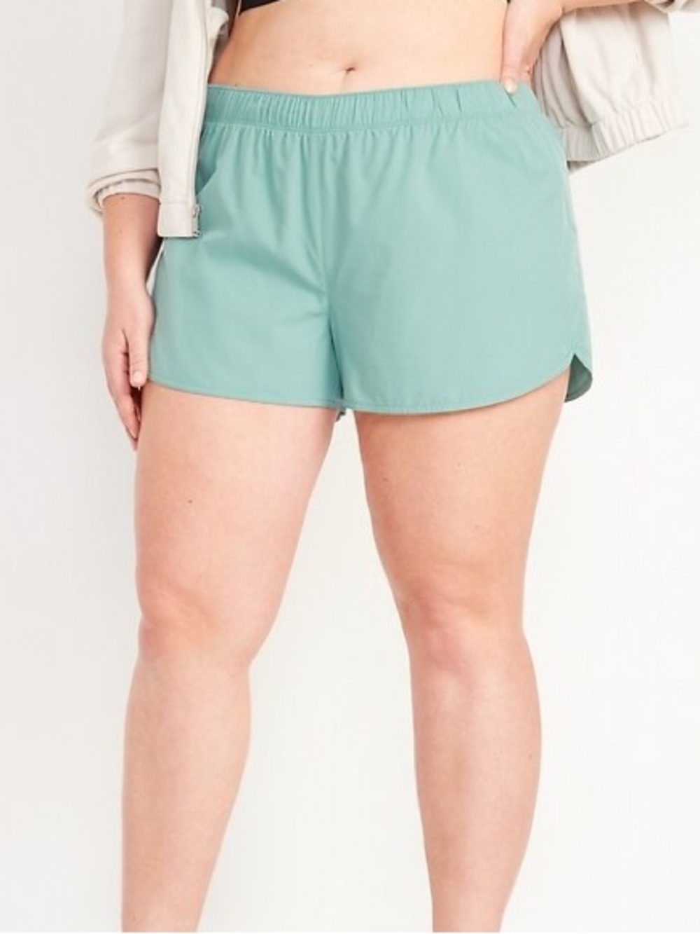 Women's Turquoise Elastic Waist Active Shorts